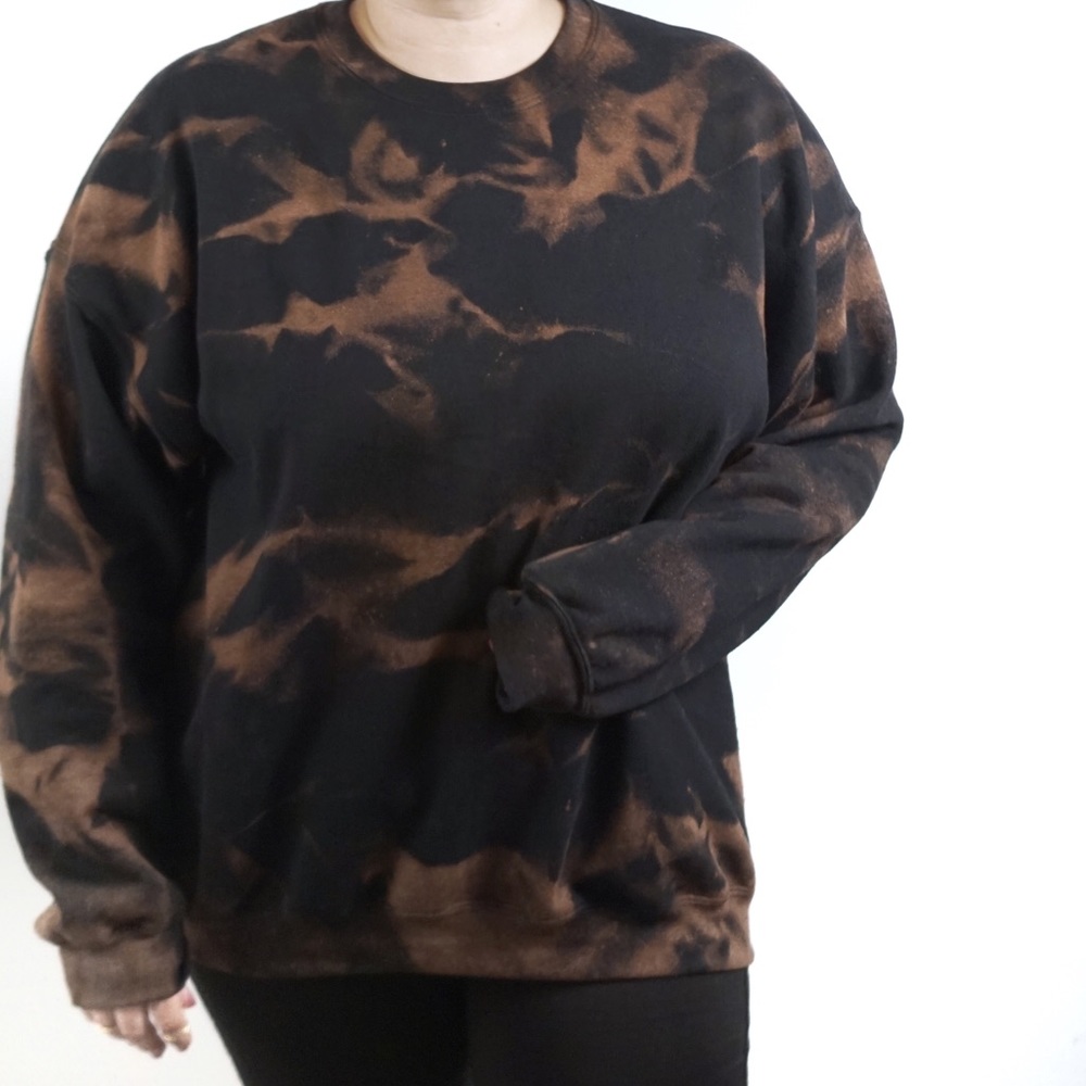 NEW Bleached Black Sweatshirt Unisex S-5X Grunge - Picture 3 of 4